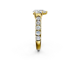 Yellow gold Pear Cut Diamond Pavé Band Solitaire with Four-Prong Setting_27
