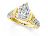 Yellow gold Pear Cut Diamond Pavé Band Solitaire with Four-Prong Setting_27