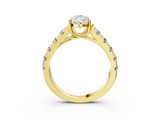 Yellow gold Pear Cut Diamond Pavé Band Solitaire with Four-Prong Setting_28