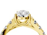 Yellow gold Pear Cut Diamond Pavé Band Solitaire with Four-Prong Setting_29