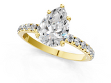 Yellow gold Pear Cut Diamond Pavé Band Solitaire with Four-Prong Setting_5