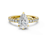 Yellow gold Pear Cut Diamond Pavé Band with Four-Prong Setting_66