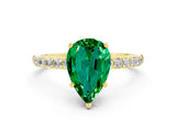 Yellow gold Pear Cut Diamond Pavé Band with Six-Prong Setting