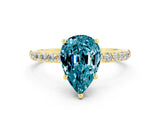 Yellow gold Pear Cut Diamond Pavé Band with Six-Prong Setting