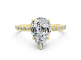 Yellow gold Pear Cut Diamond Pavé Band with Six-Prong Setting