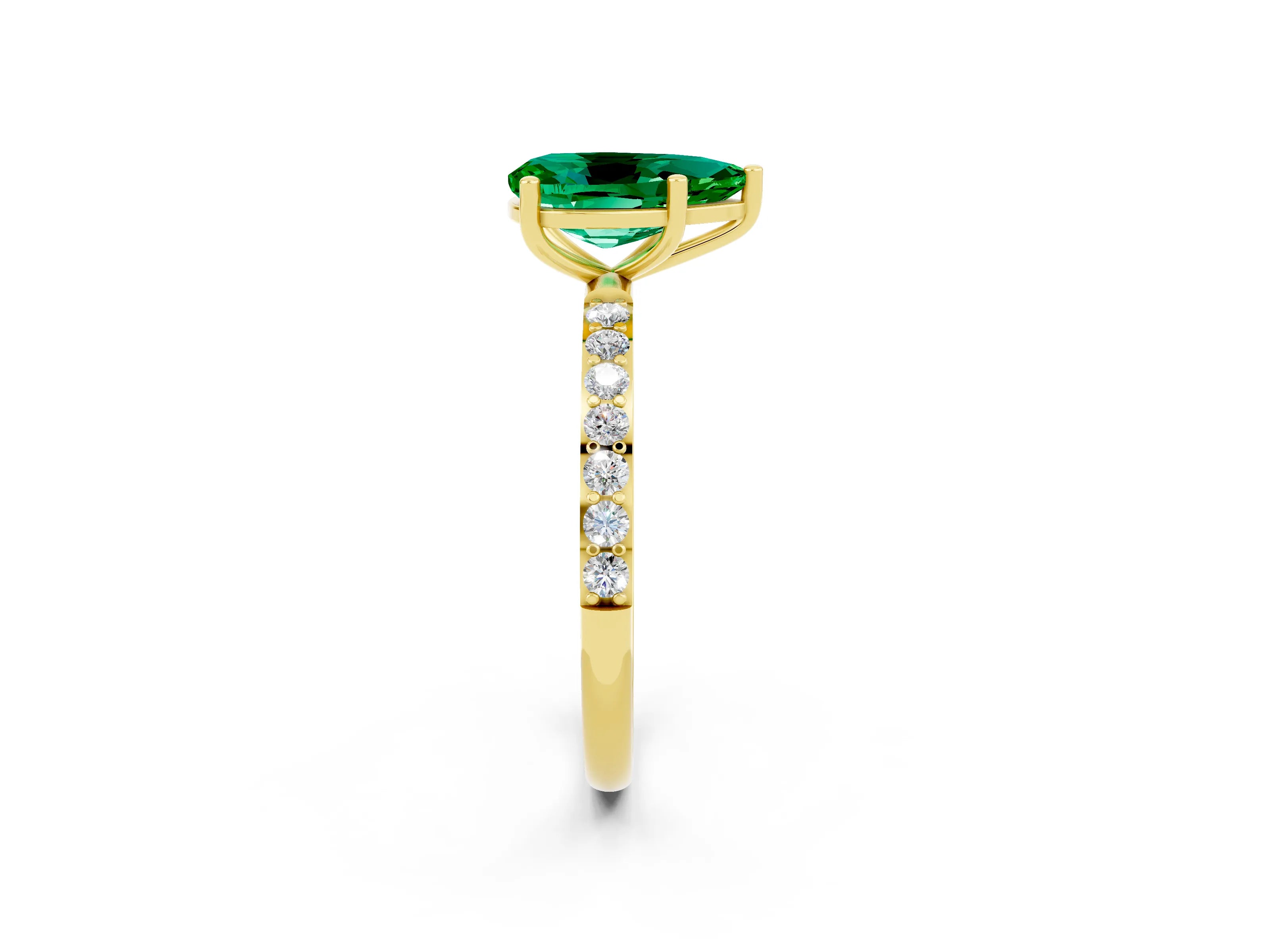 Yellow gold Pear Cut Diamond Pavé Band with Six-Prong Setting_2