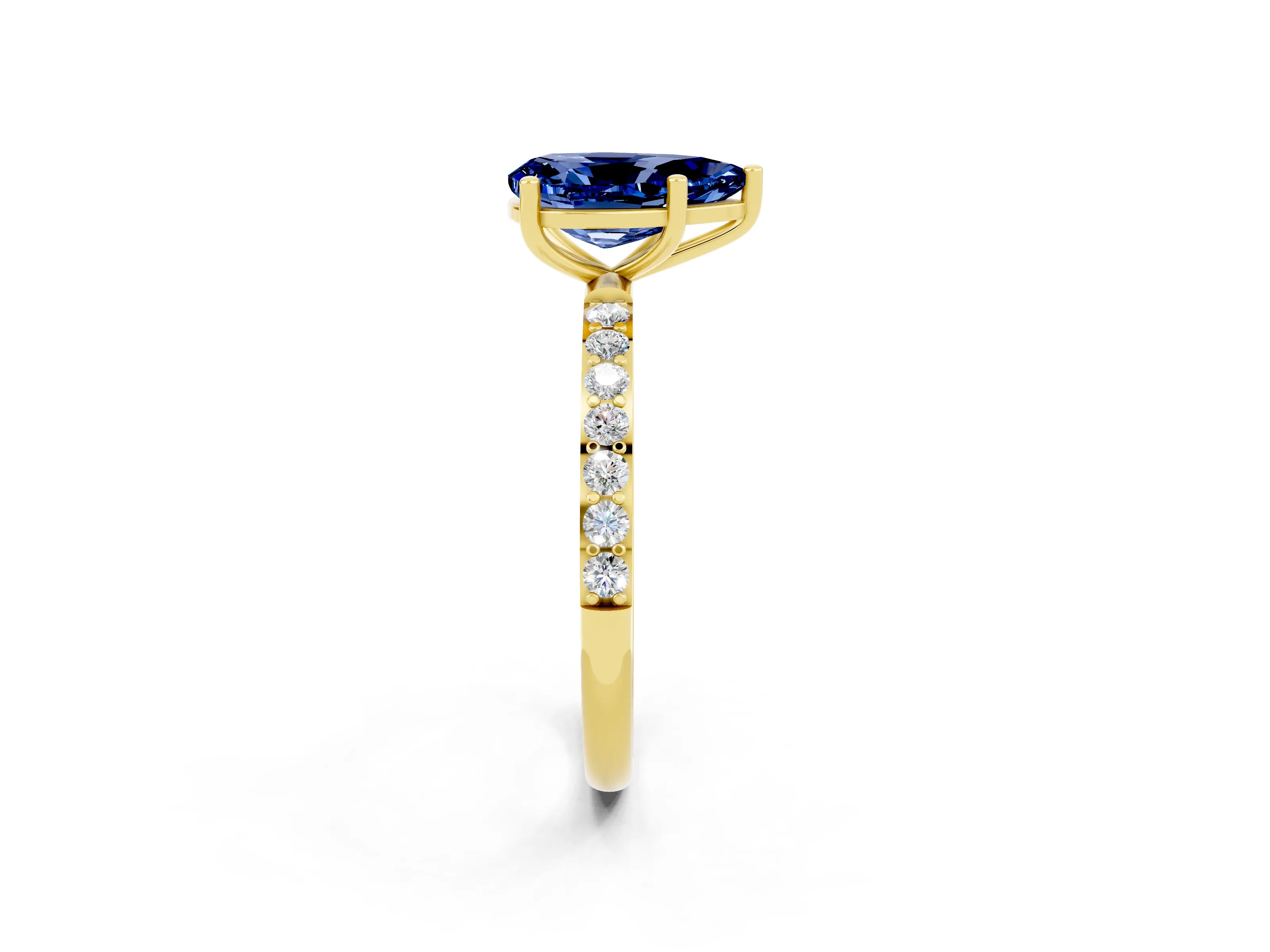 Yellow gold Pear Cut Diamond Pavé Band with Six-Prong Setting_2