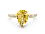 Yellow gold Pear Cut Diamond Pavé Band with Six-Prong Setting
