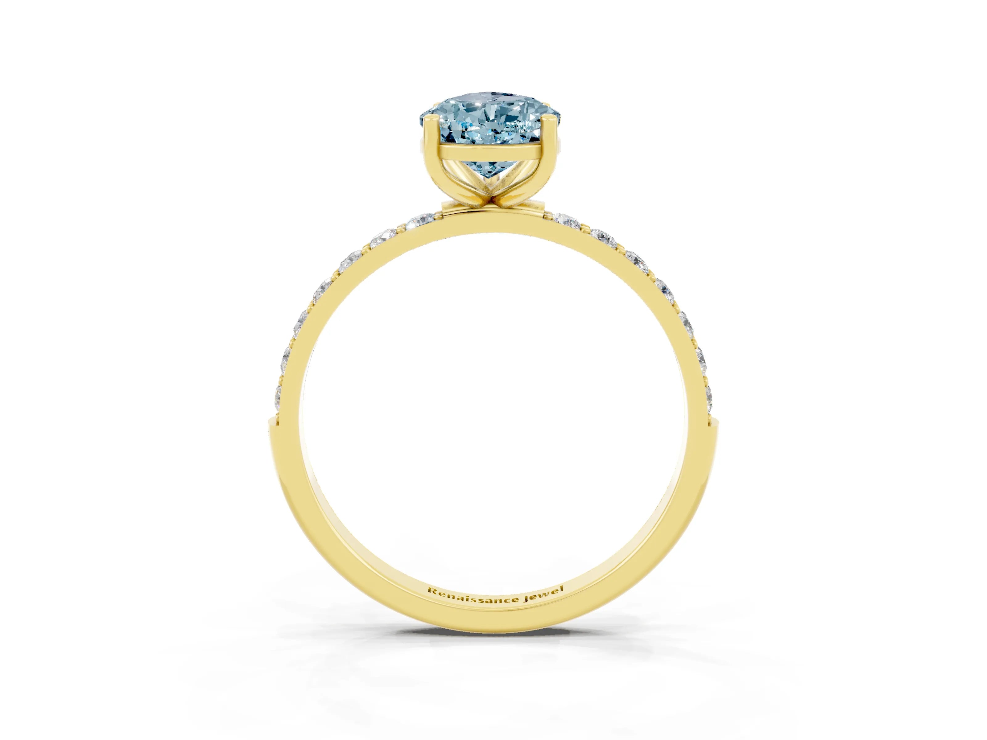 Yellow gold Pear Cut Diamond Pavé Band with Six-Prong Setting_3