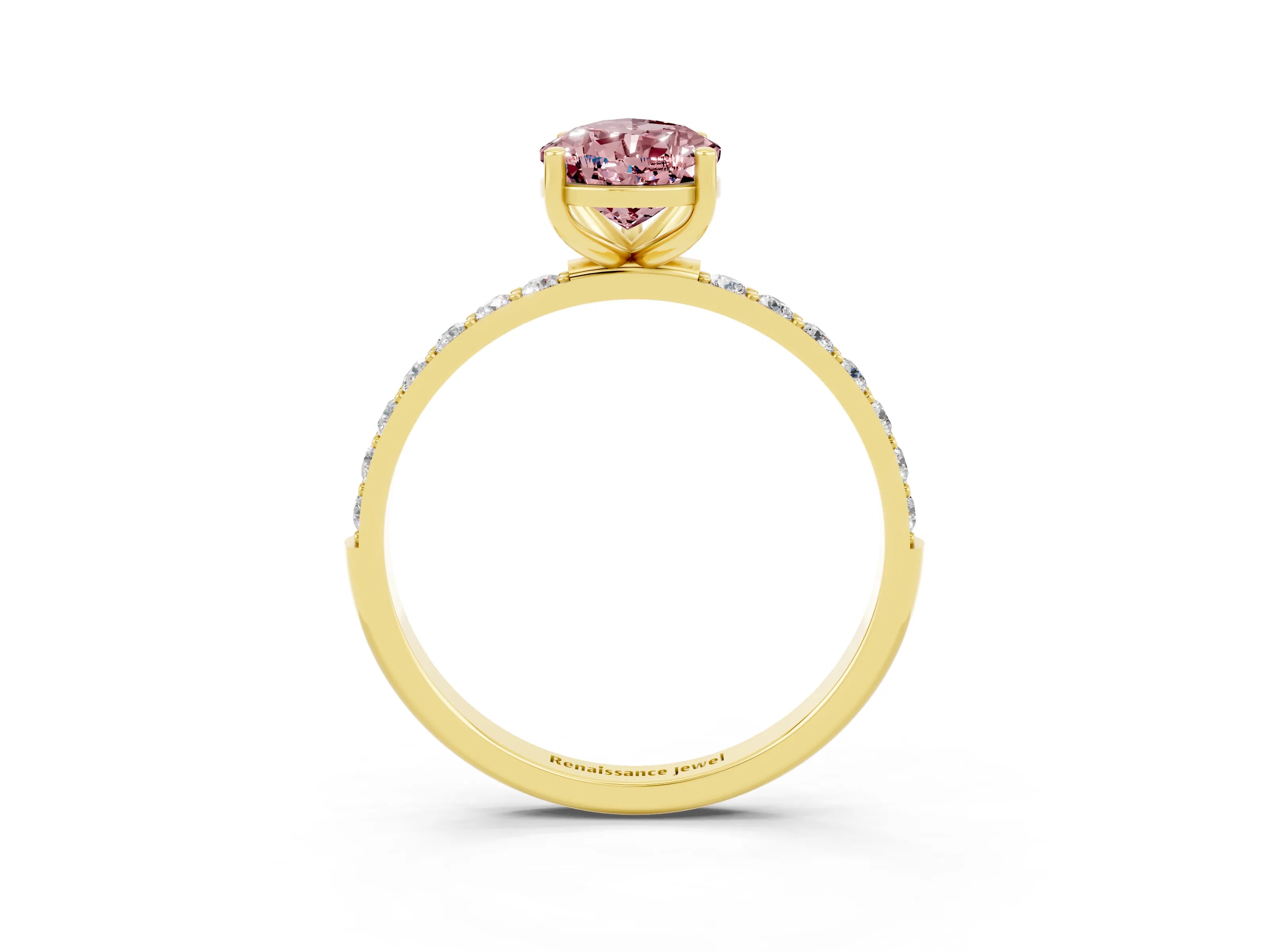 Yellow gold Pear Cut Diamond Pavé Band with Six-Prong Setting_3