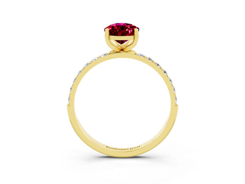 Yellow gold Pear Cut Diamond Pavé Band with Six-Prong Setting_3