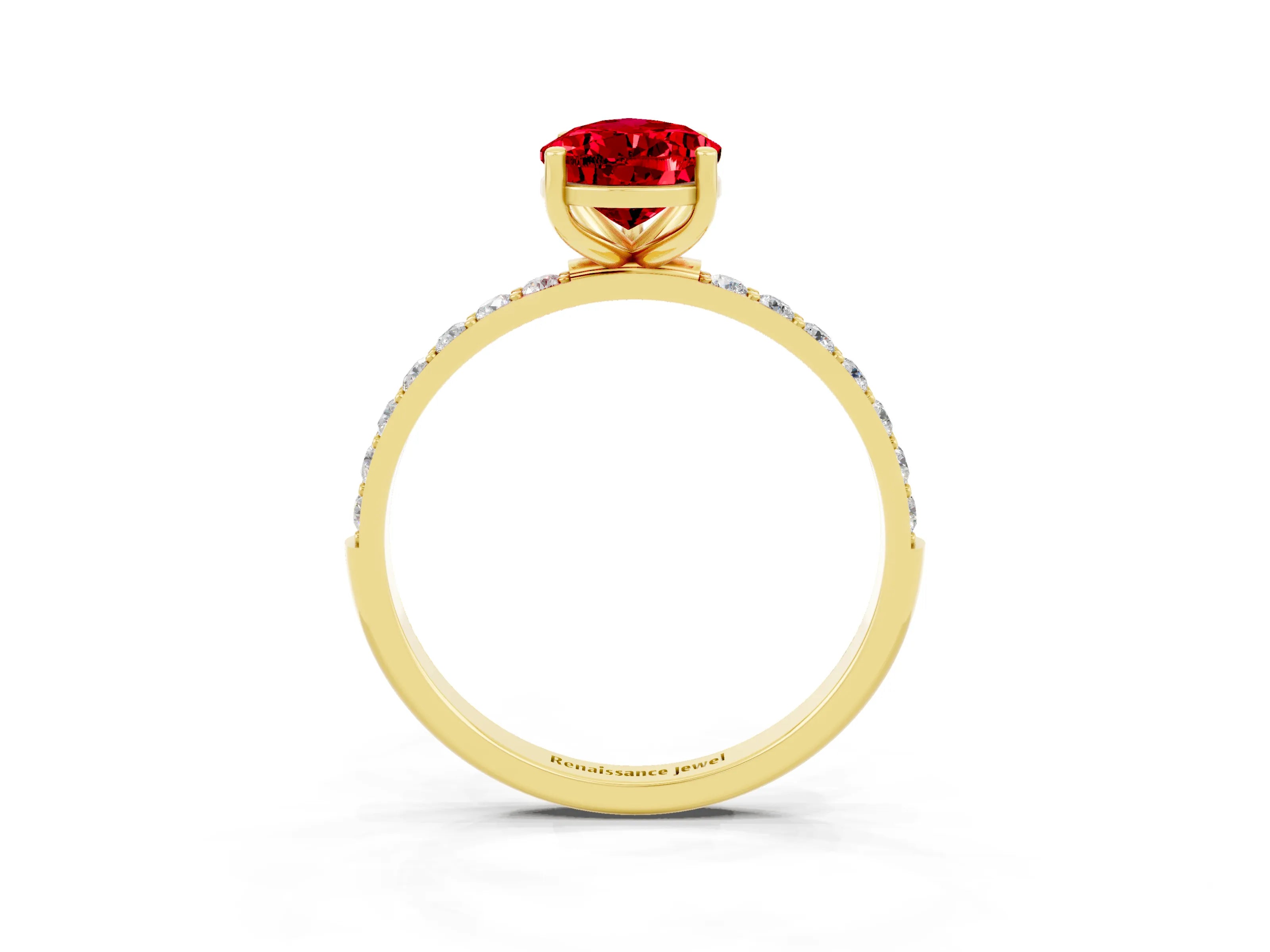 Yellow gold Pear Cut Diamond Pavé Band with Six-Prong Setting_3
