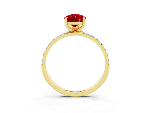 Yellow gold Pear Cut Diamond Pavé Band with Six-Prong Setting_3