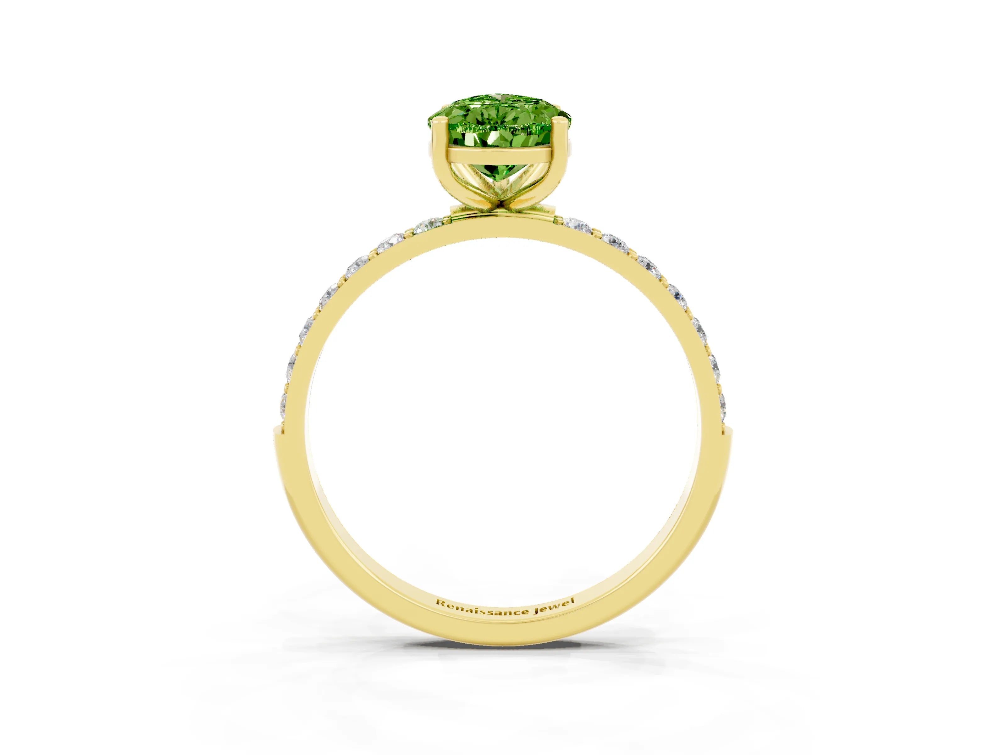 Yellow gold Pear Cut Diamond Pavé Band with Six-Prong Setting_3