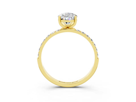 Yellow gold Pear Cut Diamond Pavé Band with Six-Prong Setting_3