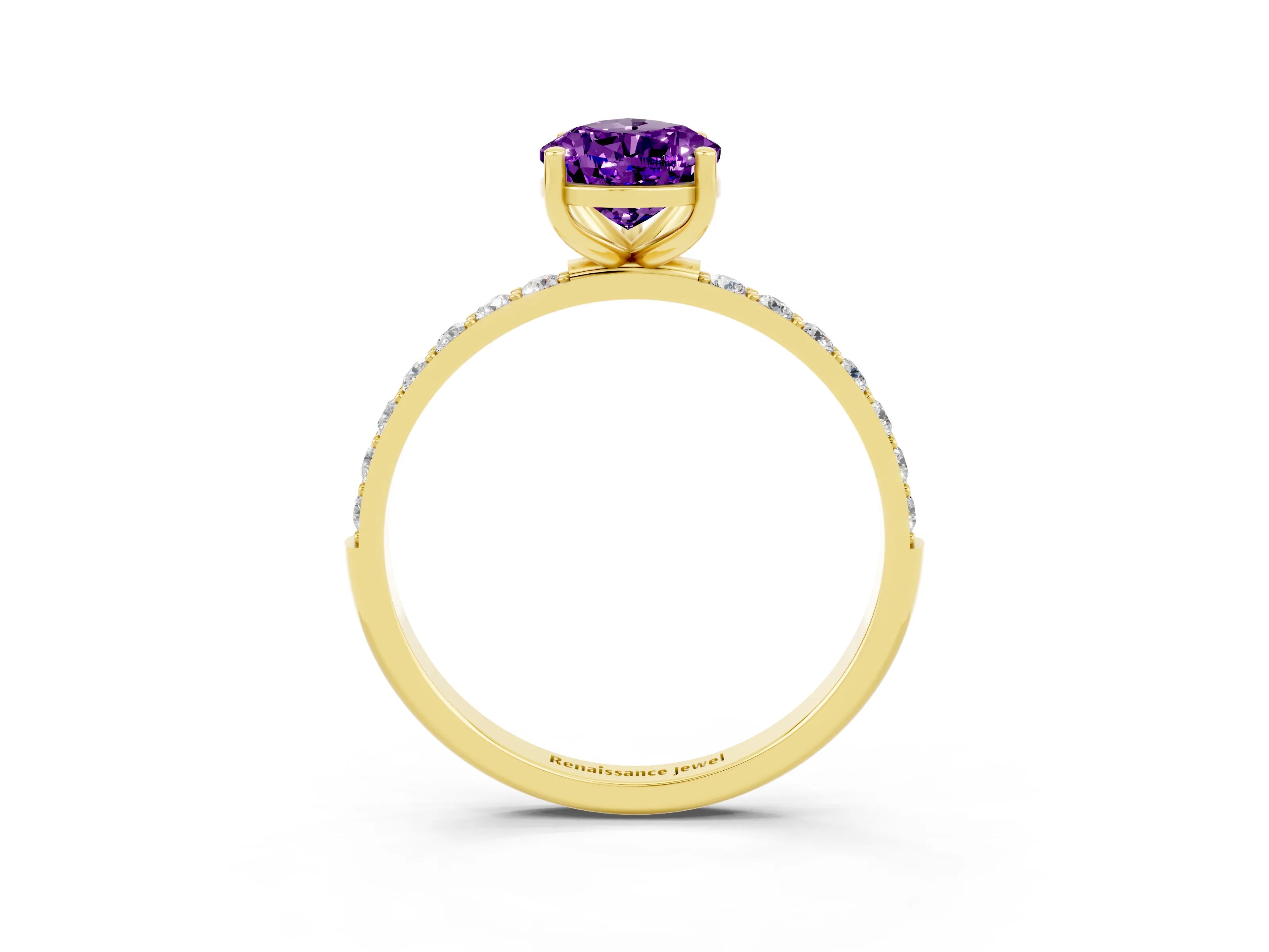 Yellow gold Pear Cut Diamond Pavé Band with Six-Prong Setting_3