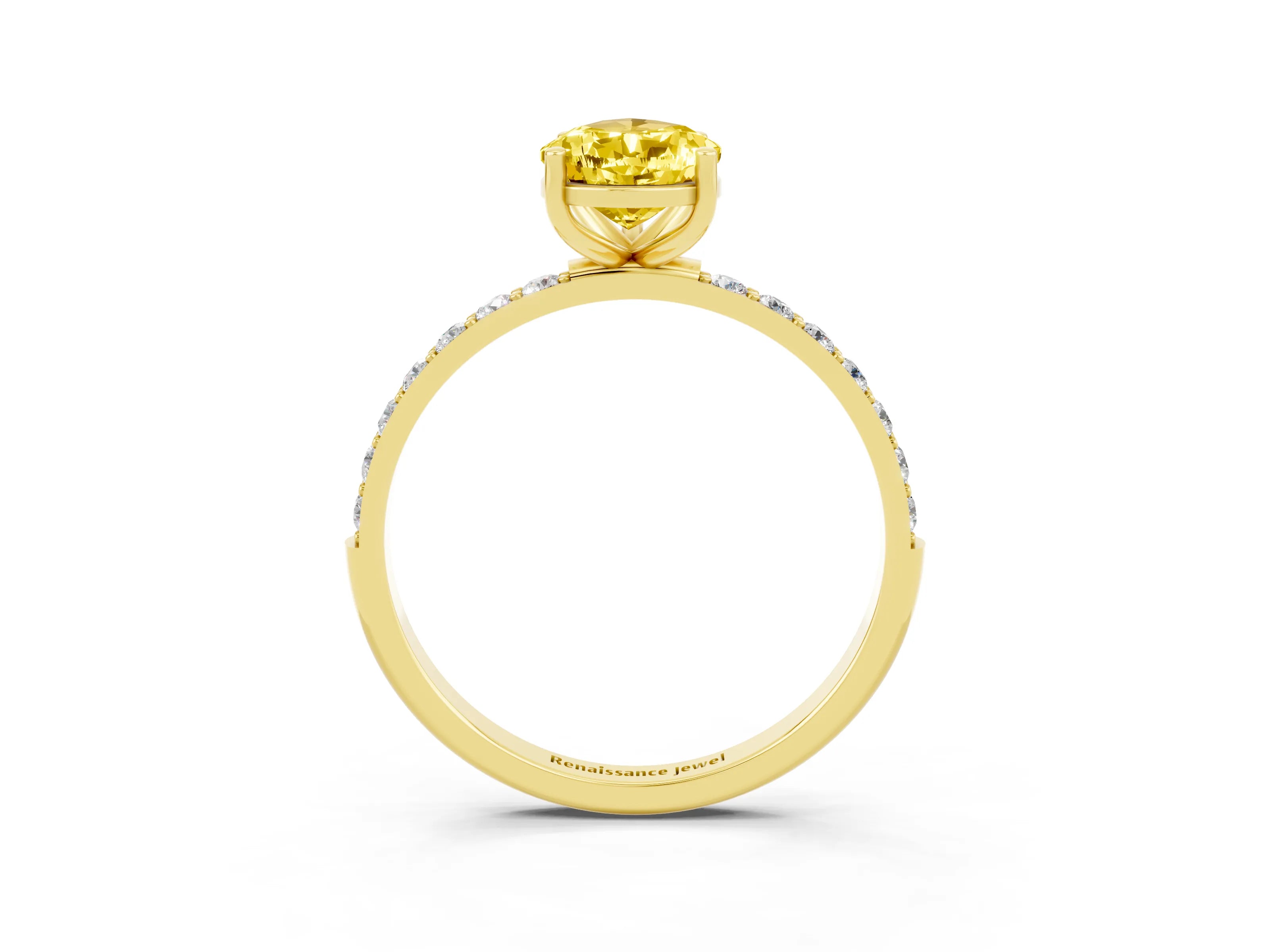 Yellow gold Pear Cut Diamond Pavé Band with Six-Prong Setting_3