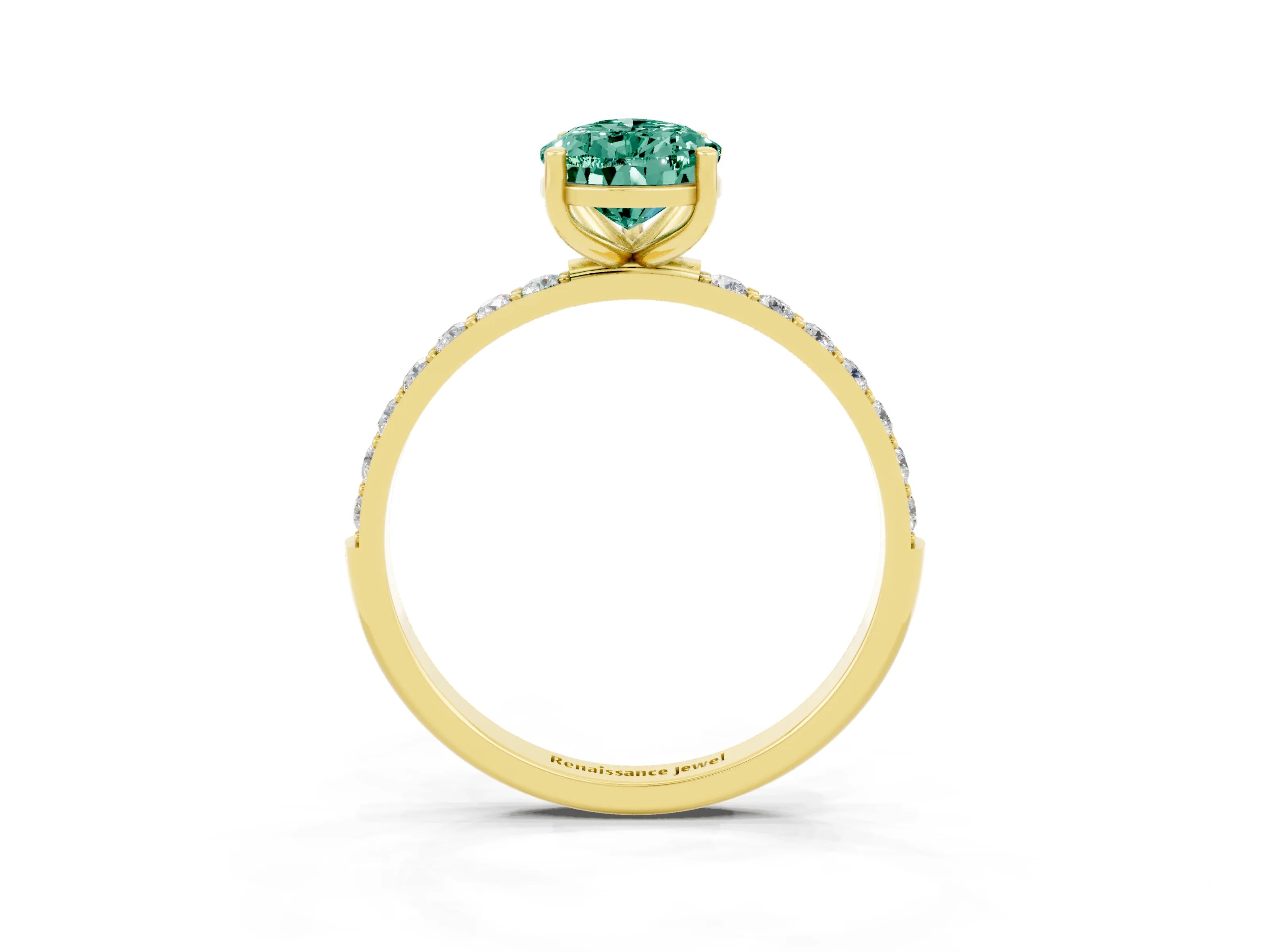 Yellow gold Pear Cut Diamond Pavé Band with Six-Prong Setting_3