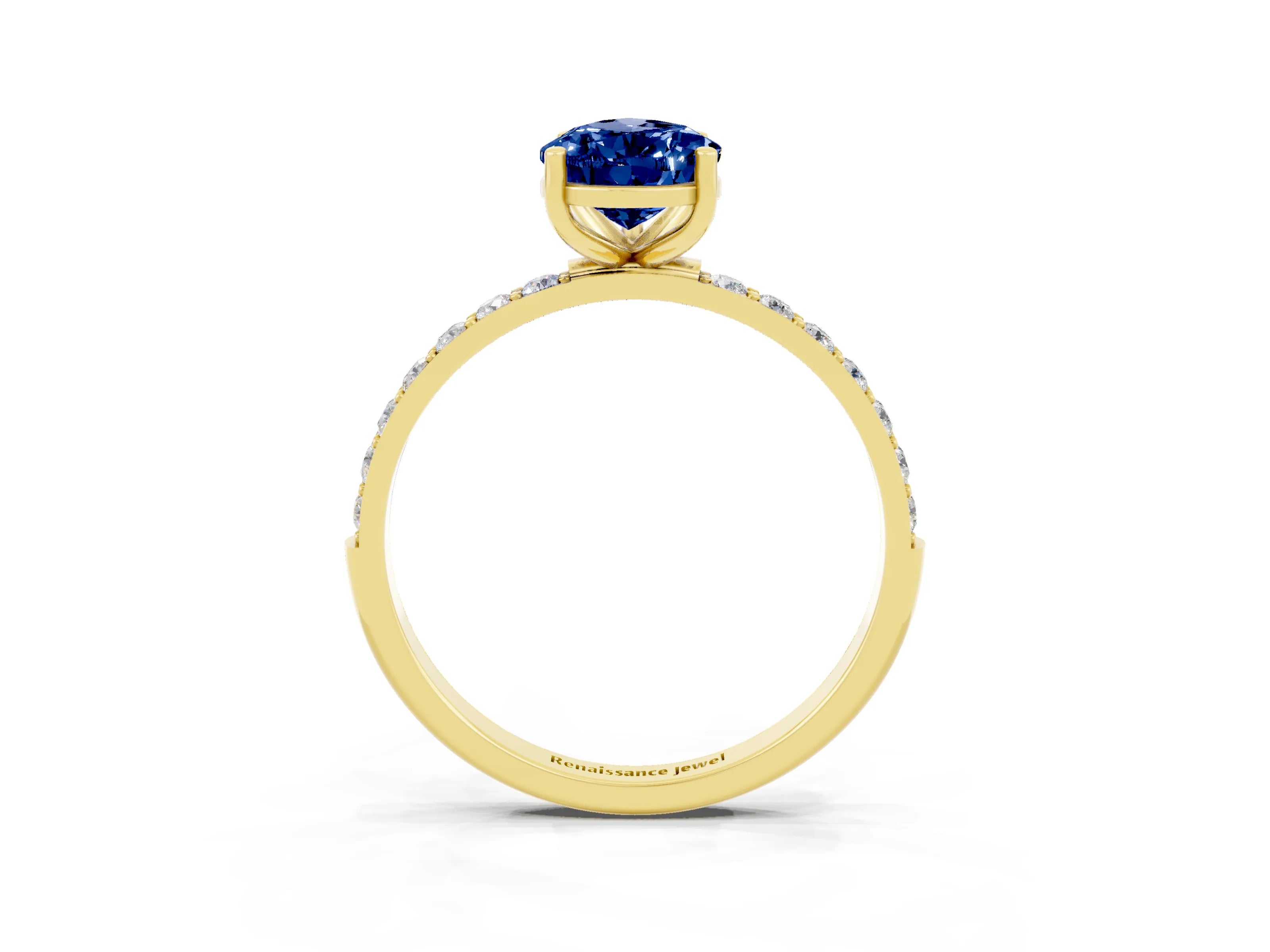 Yellow gold Pear Cut Diamond Pavé Band with Six-Prong Setting_3