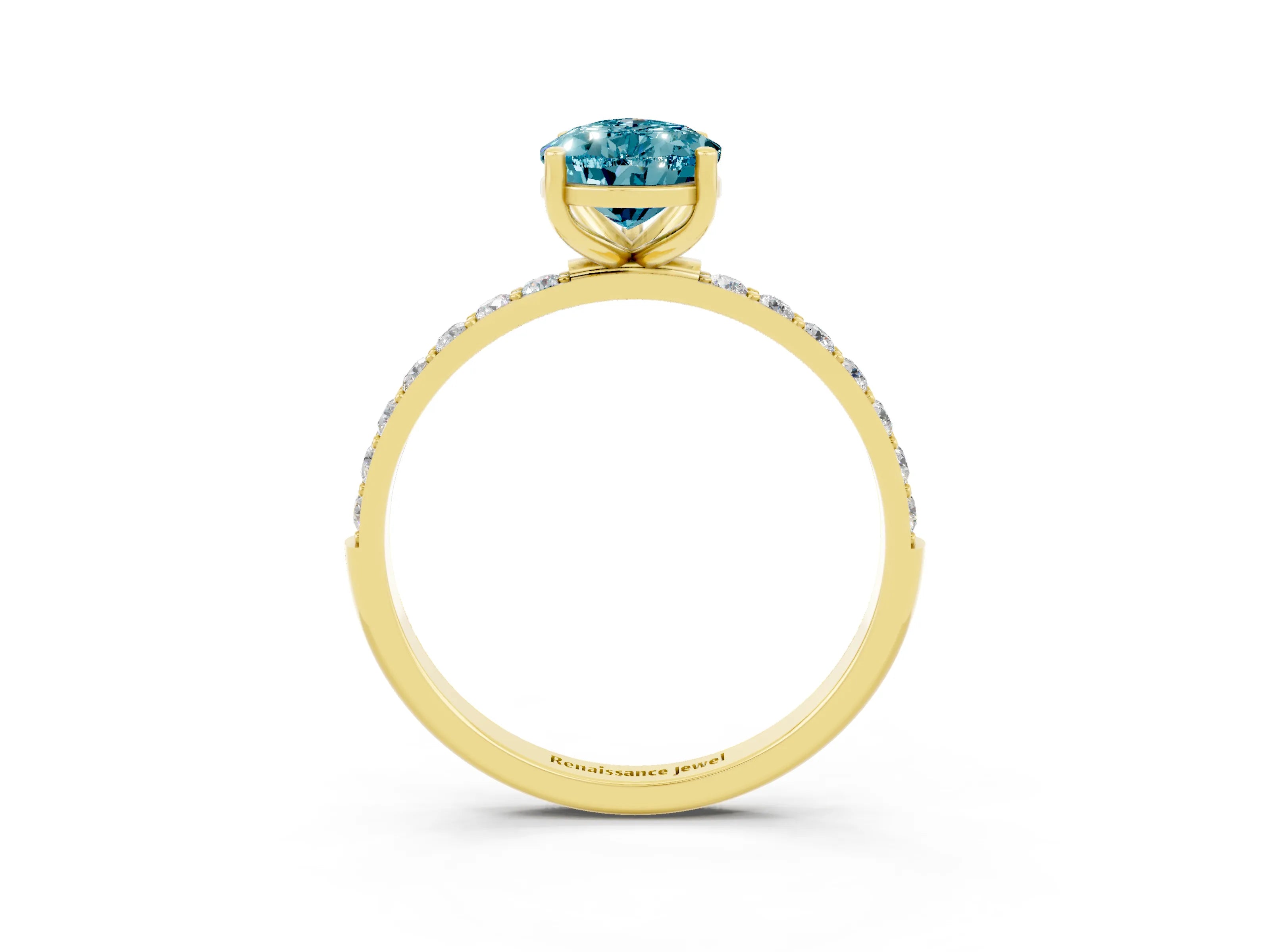 Yellow gold Pear Cut Diamond Pavé Band with Six-Prong Setting_3