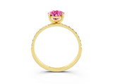 Yellow gold Pear Cut Diamond Pavé Band with Six-Prong Setting_3