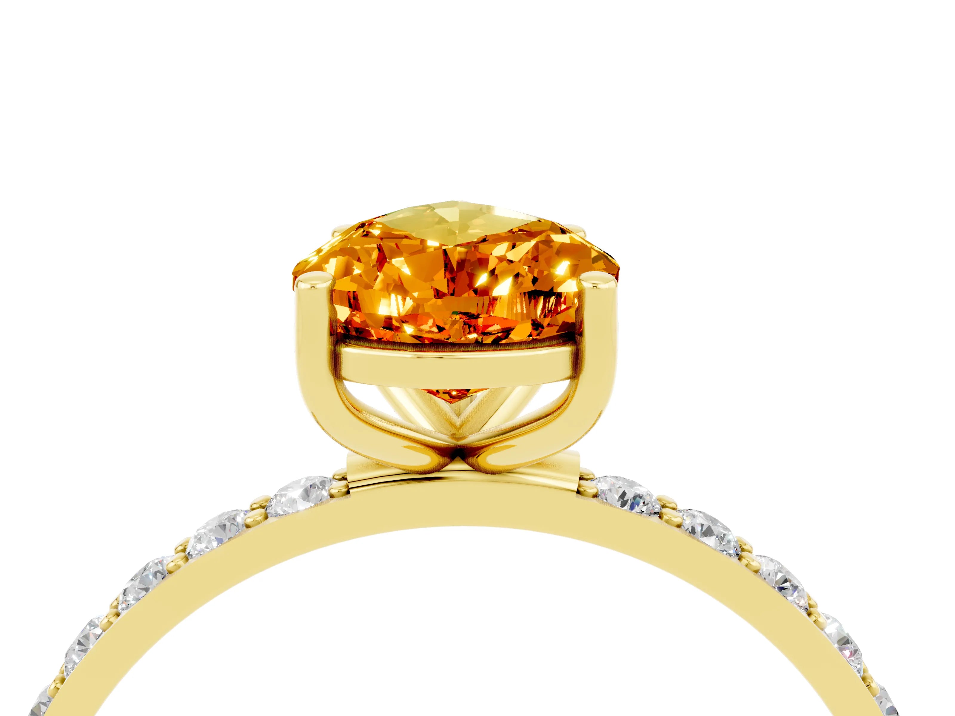Yellow gold Pear Cut Diamond Pavé Band with Six-Prong Setting_4