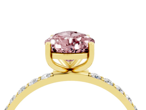 Yellow gold Pear Cut Diamond Pavé Band with Six-Prong Setting_4