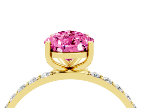Yellow gold Pear Cut Diamond Pavé Band with Six-Prong Setting_4