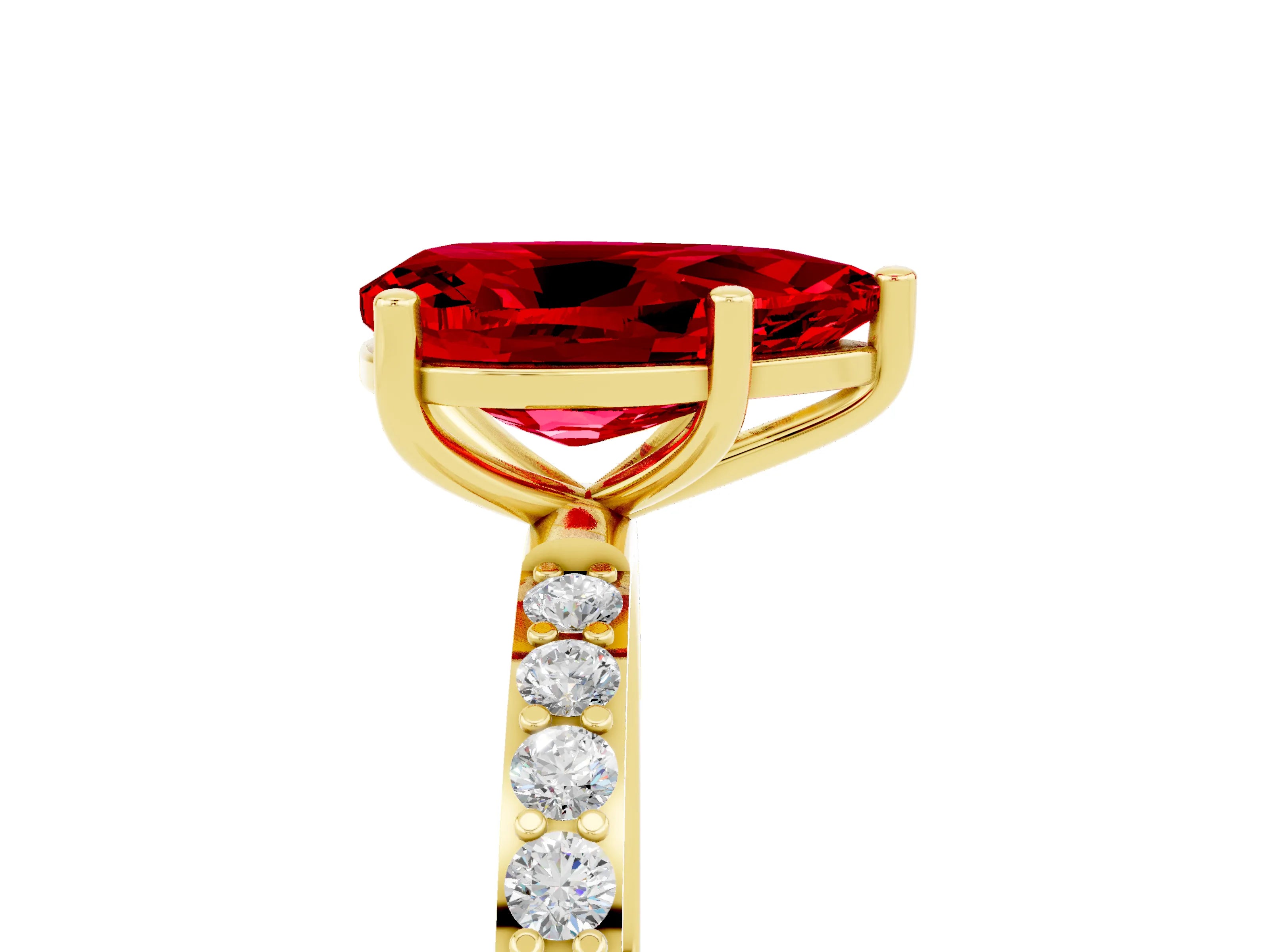 Yellow gold Pear Cut Diamond Pavé Band with Six-Prong Setting_5