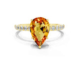 Yellow gold Pear Cut Diamond Pavé Band with Six-Prong Setting