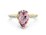 Yellow gold Pear Cut Diamond Pavé Band with Six-Prong Setting