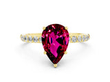 Yellow gold Pear Cut Diamond Pavé Band with Six-Prong Setting