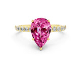 Yellow gold Pear Cut Diamond Pavé Band with Six-Prong Setting