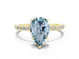Yellow gold Pear Cut Diamond Pavé Band with Six-Prong Setting