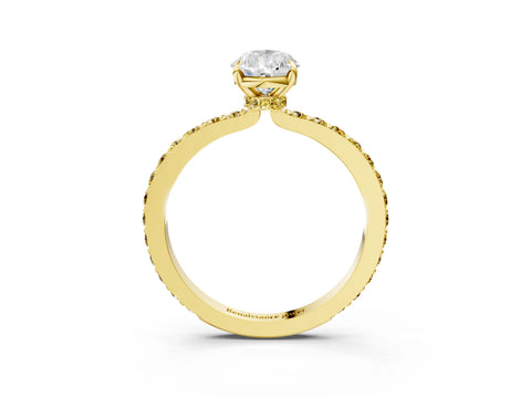 Yellow gold Pear Cut Diamond Pavé Engagement Ring with Round with Yellow Sapphire side stone Accents and Prong Setting_3