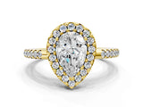 Yellow gold Pear Cut Diamond Pavé Halo Ring with Four-Prong Setting_37