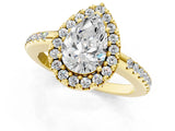 Yellow gold Pear Cut Diamond Pavé Halo Ring with Four-Prong Setting_38