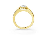 Yellow gold Pear Cut Diamond Pavé Halo Ring with Four-Prong Setting_40