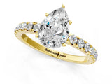 Yellow gold Pear Cut Diamond Pavé Solitaire Engagement Ring with Four-Prong Setting_79