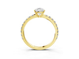 Yellow gold Pear Cut Diamond Pavé Solitaire Engagement Ring with Four-Prong Setting_81