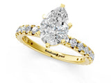 Yellow gold Pear Cut Diamond Pavé Solitaire Ring with Round Band and Prong Setting_13