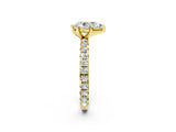 Yellow gold Pear Cut Diamond Pavé Solitaire Ring with Round Band and Prong Setting_14