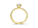 Yellow gold Pear Cut Diamond Pavé Solitaire Ring with Round Band and Prong Setting_15