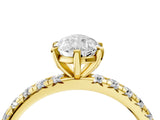 Yellow gold Pear Cut Diamond Pavé Solitaire Ring with Round Band and Prong Setting_16
