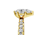 Yellow gold Pear Cut Diamond Pavé Solitaire Ring with Round Band and Prong Setting_17