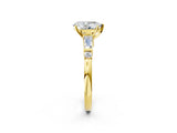 Yellow gold Pear Cut Diamond Ring with Baguette Side Stones, Channel Set Band, and Four-Prong Setting_27