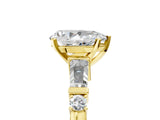 Yellow gold Pear Cut Diamond Ring with Baguette Side Stones, Channel Set Band, and Four-Prong Setting_30