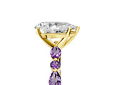 Yellow gold Pear Cut Diamond Ring with Marquise and Round with Amethyst side stone Side Stones and Four-Prong Setting_29