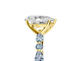 Yellow gold Pear Cut Diamond Ring with Marquise and Round with Aquamarine side stone Side Stones and Four-Prong Setting_17
