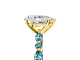 Yellow gold Pear Cut Diamond Ring with Marquise and Round with Blue Topaz side stone Side Stones and Four-Prong Setting_29
